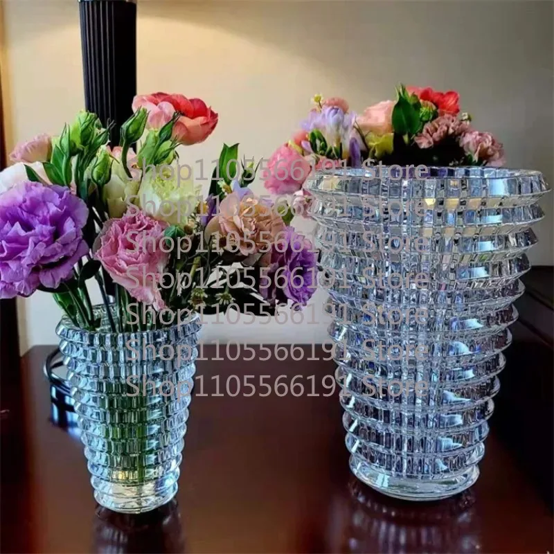 Premium Clear Crystal Vase Elegant Tabletop Floor Ornament Household Decor For Wedding Scene Gift Decoration