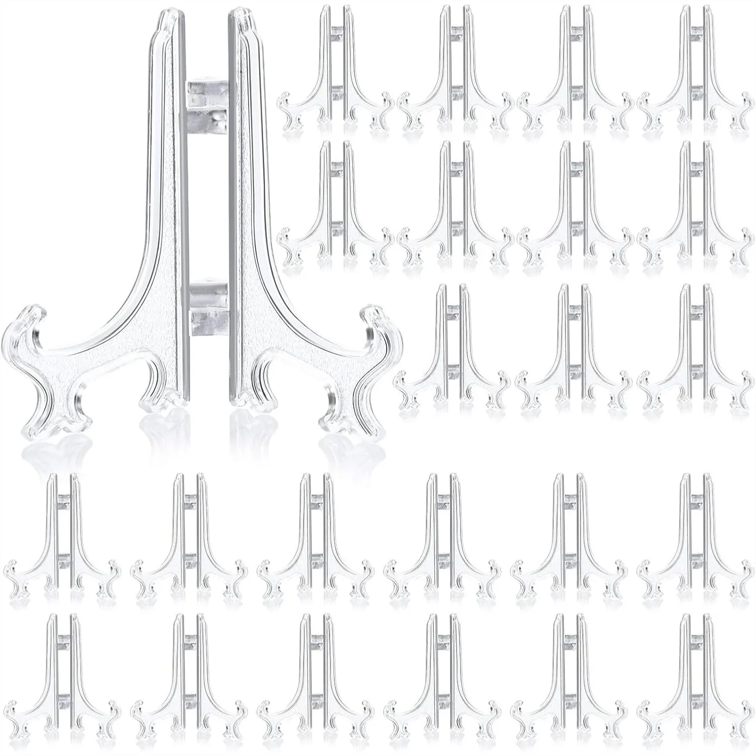 

48 Pcs Mini Easel Stands Plastic Plate Holder Display for Picture Frame Collectibles Desktop Weddings Party Home Decoration 4