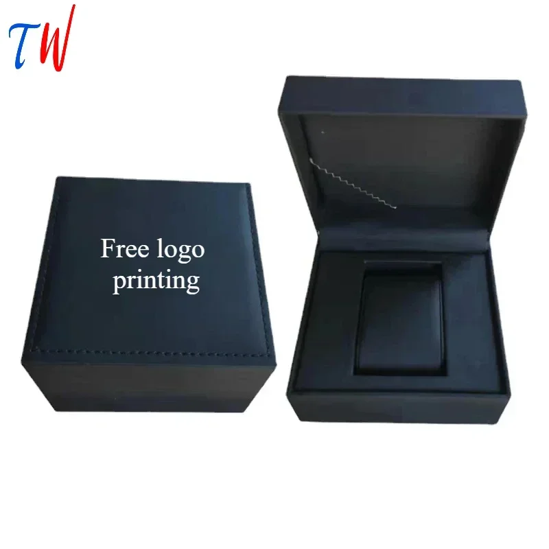 Black Matte PU Leather Square Clamshell Watch Storage Box Provide Free Print Logo Service Personalized Logo Customization Gift