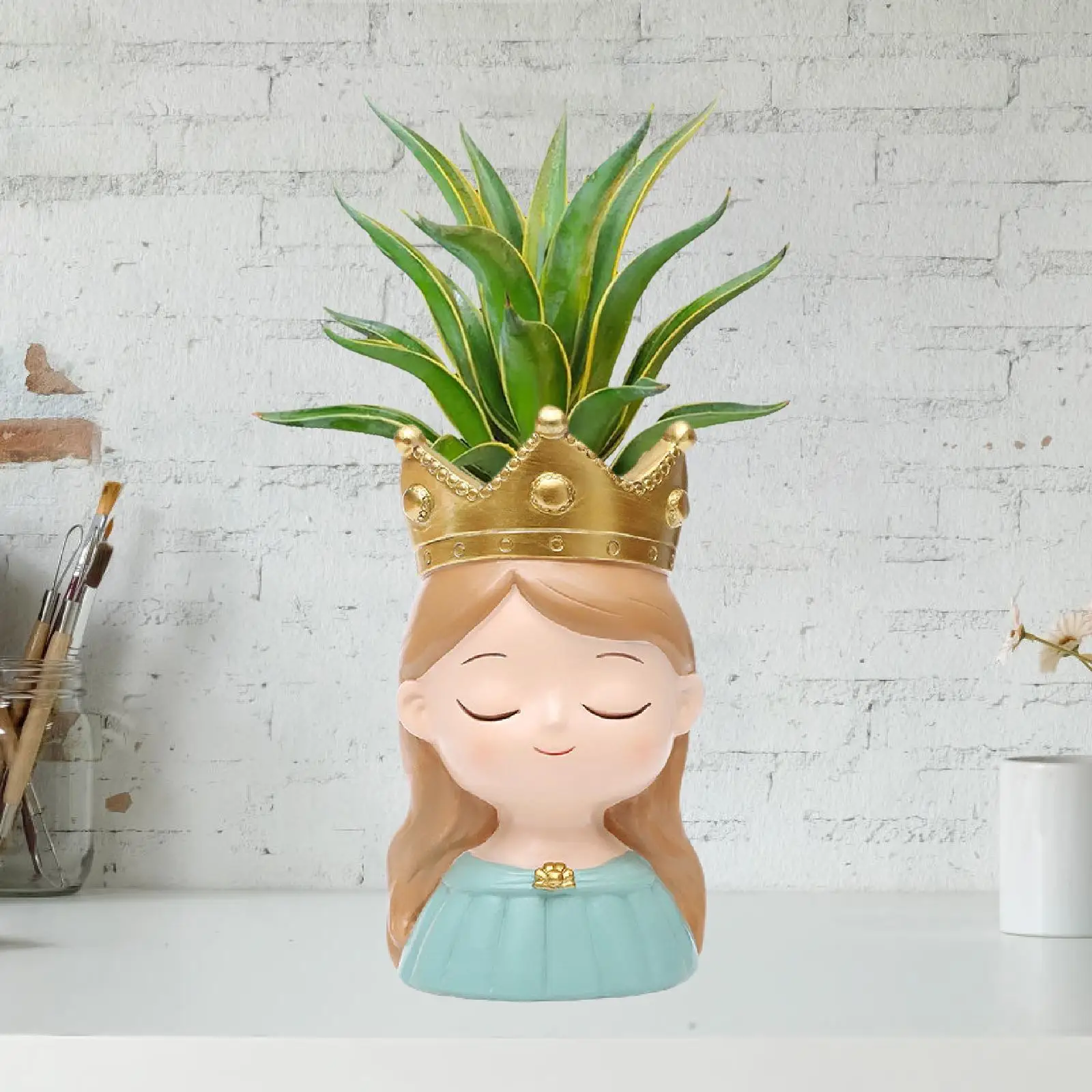 Face Flower Pot Flower Vase Sculpture Unique Ornament Creative Decoration Head