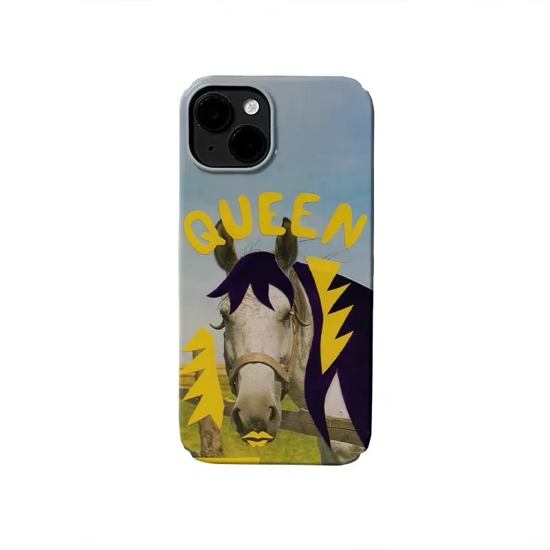 

Cartoon Yellow Black Horse Phone Case for IPHONE 17 Air 16E 15 PROMAX 14 Plus 13 12 MINI 11 PRO 16Plus XR XS Acrylic Phone Cover