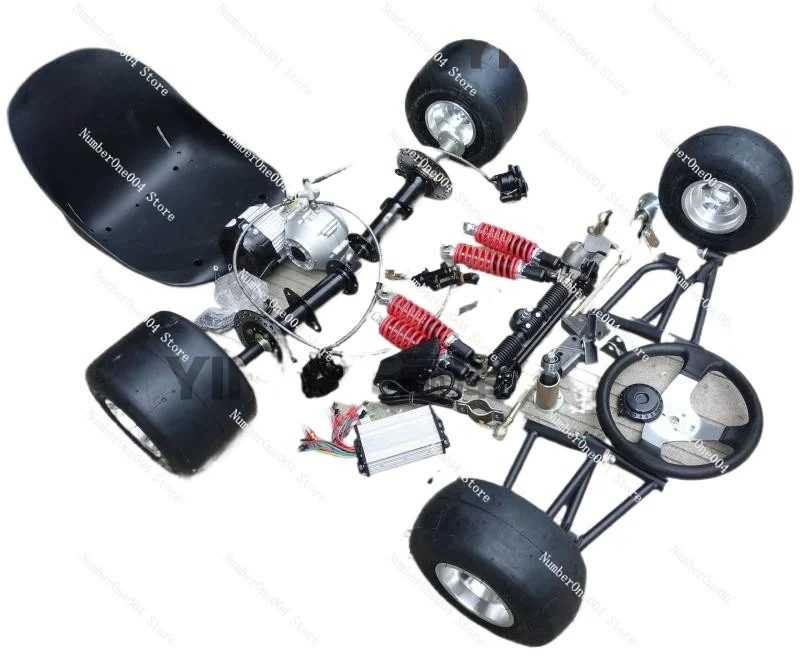 Four-Wheel Electric Kart Accessories Steering Steering Gear Box Suspension Differential Shaft Drive Rear Axle Motor 5-Inch Tire