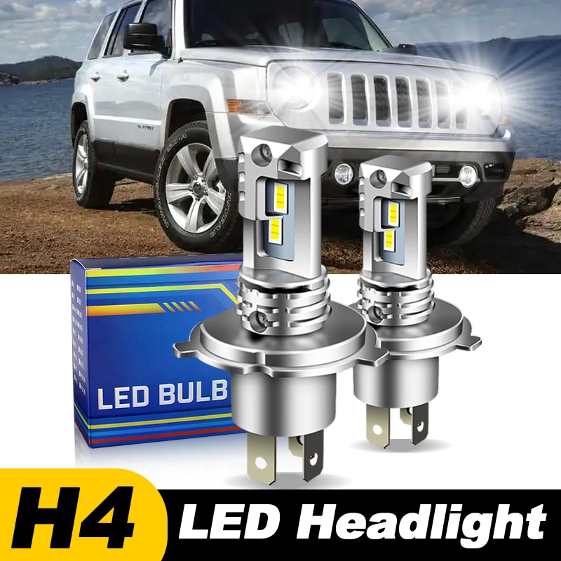 1pc/2Pcs For Jeep Patriot MK74 2007 2008 2009 2010- 2019 Car LED Headlight Hi/Low Beam Bulbs Accessories Canbus 6000k 12000lm H4