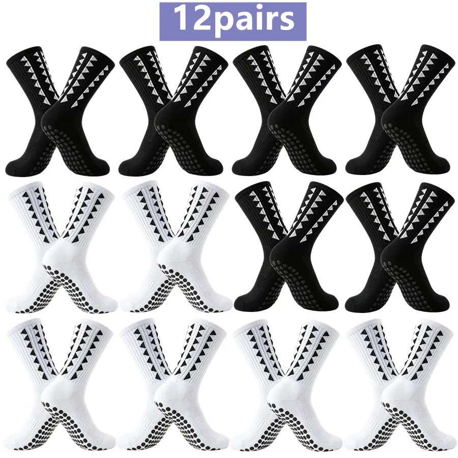 

12pairs Non Slip Grip Football Soccer Athletic Socks Men Women Towel Bottom Breathable Shockproof Professional Sport Socks