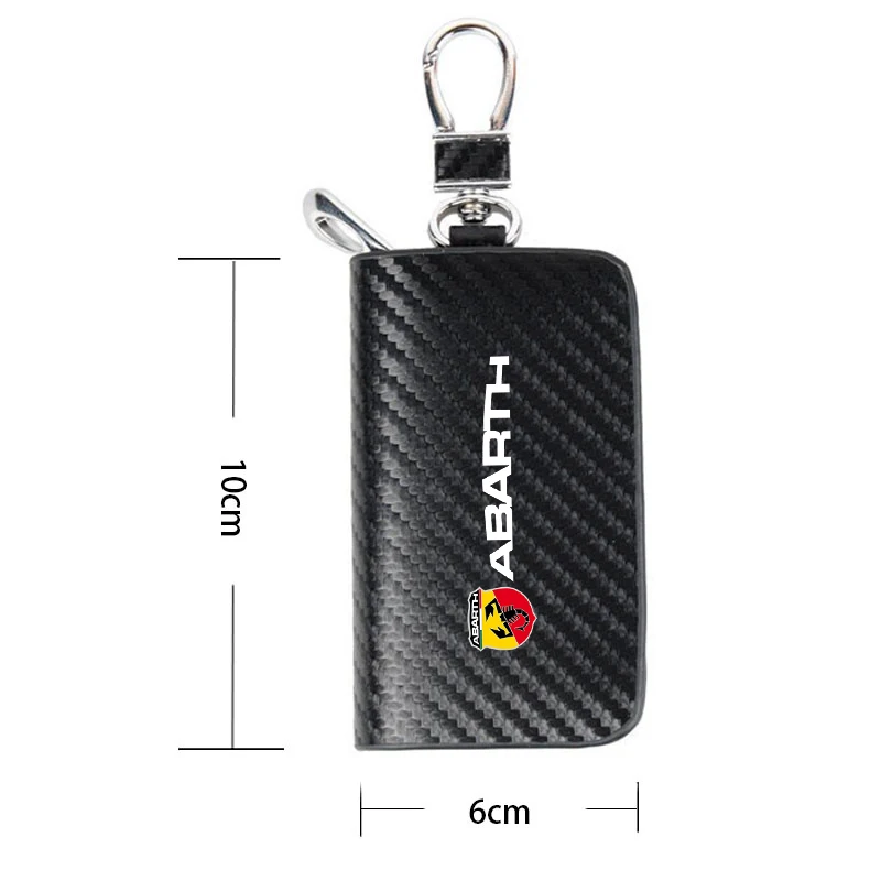Carbon Fiber Car Key Chain Holder Case Cover Bag For Abarth UNO Astra Panda Linea Freemont Strada Doblo Auto Accessories