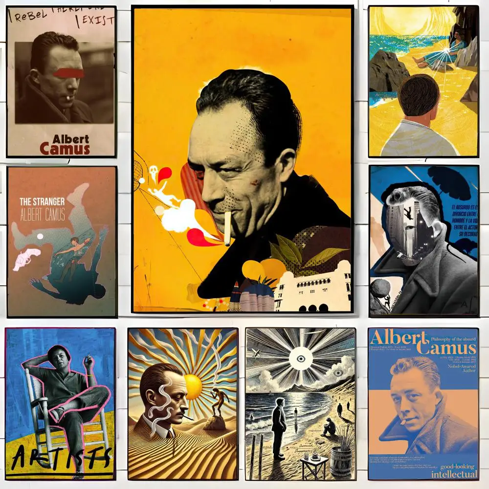 Klassische existenzialistische literarische Ikonen-Kunst A-Albert Camus Poster Wandkunstdruck Poster Dekorative Wanddekoration Heimdekoration Geschenk Ungerahmt