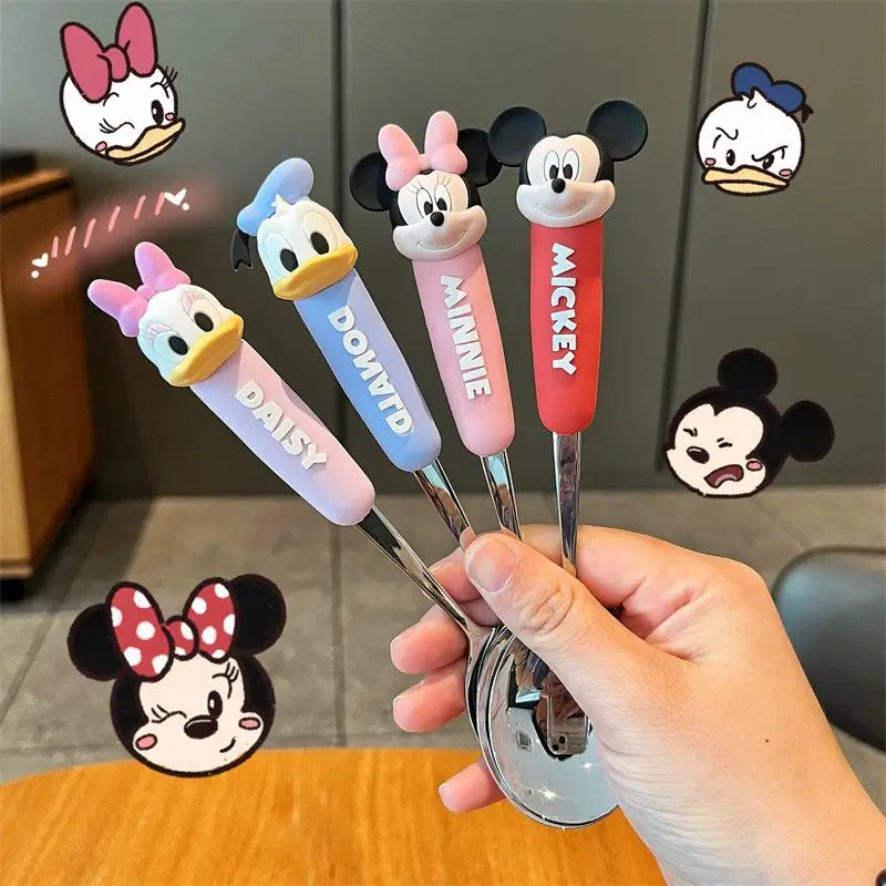 

Disney Cute Cartoon Mickey and Donald Duck Home and Student Portable Set Including Forks Spoons and Kitchen Utensils for Eating