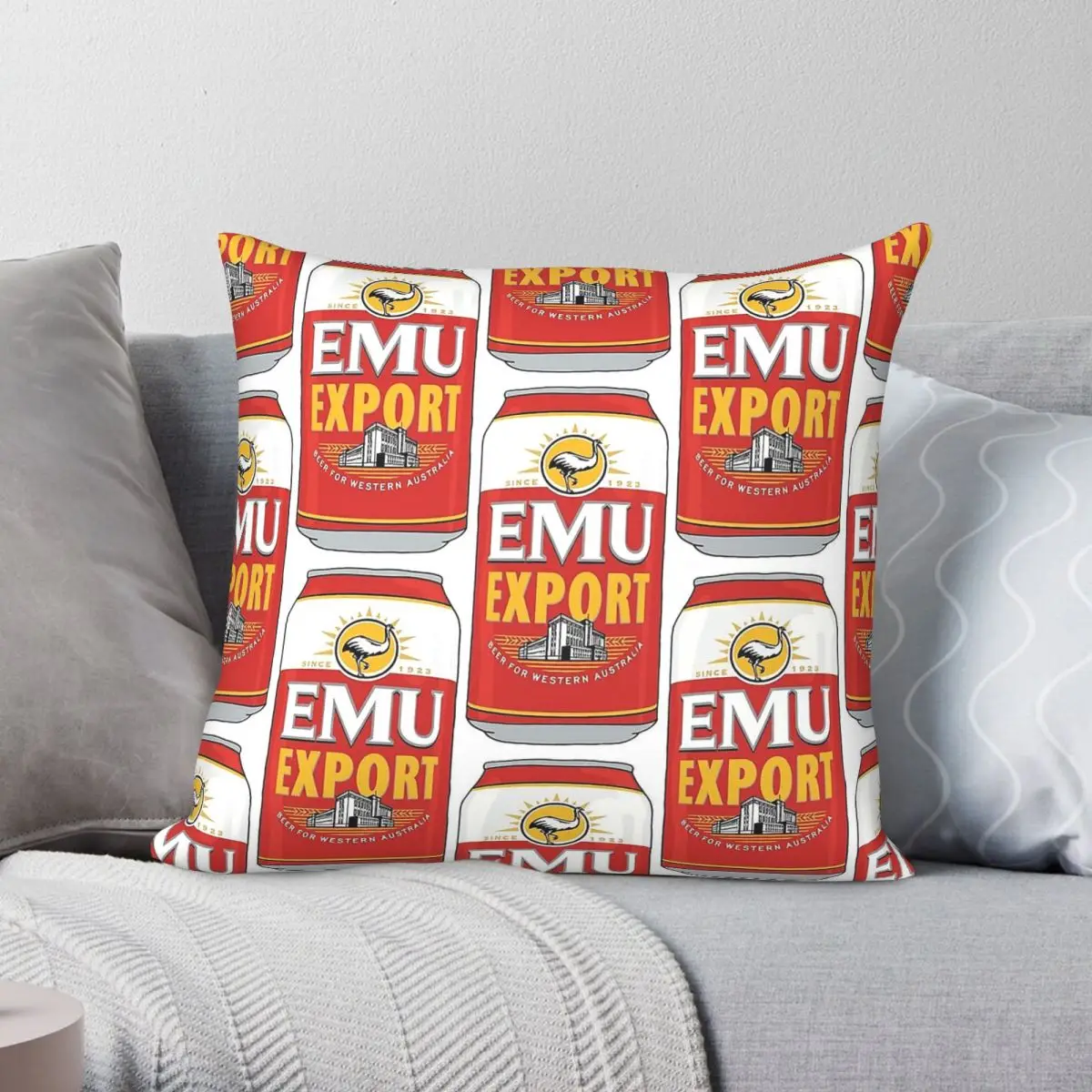 Hand Drawn Emu Export Can Pillowcase Polyester Linen Velvet Creative Zip Decorative Home Cushion Cover