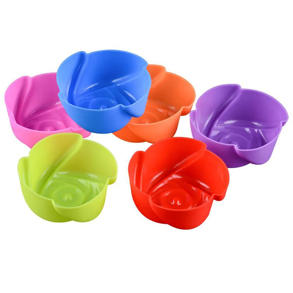 

8pcs Silicone Decorative Muffin Cups Rose Flower Shape Cake Molds Pudding Jelly Chocolate Molds DIY Cupcake Baking Tool (Random