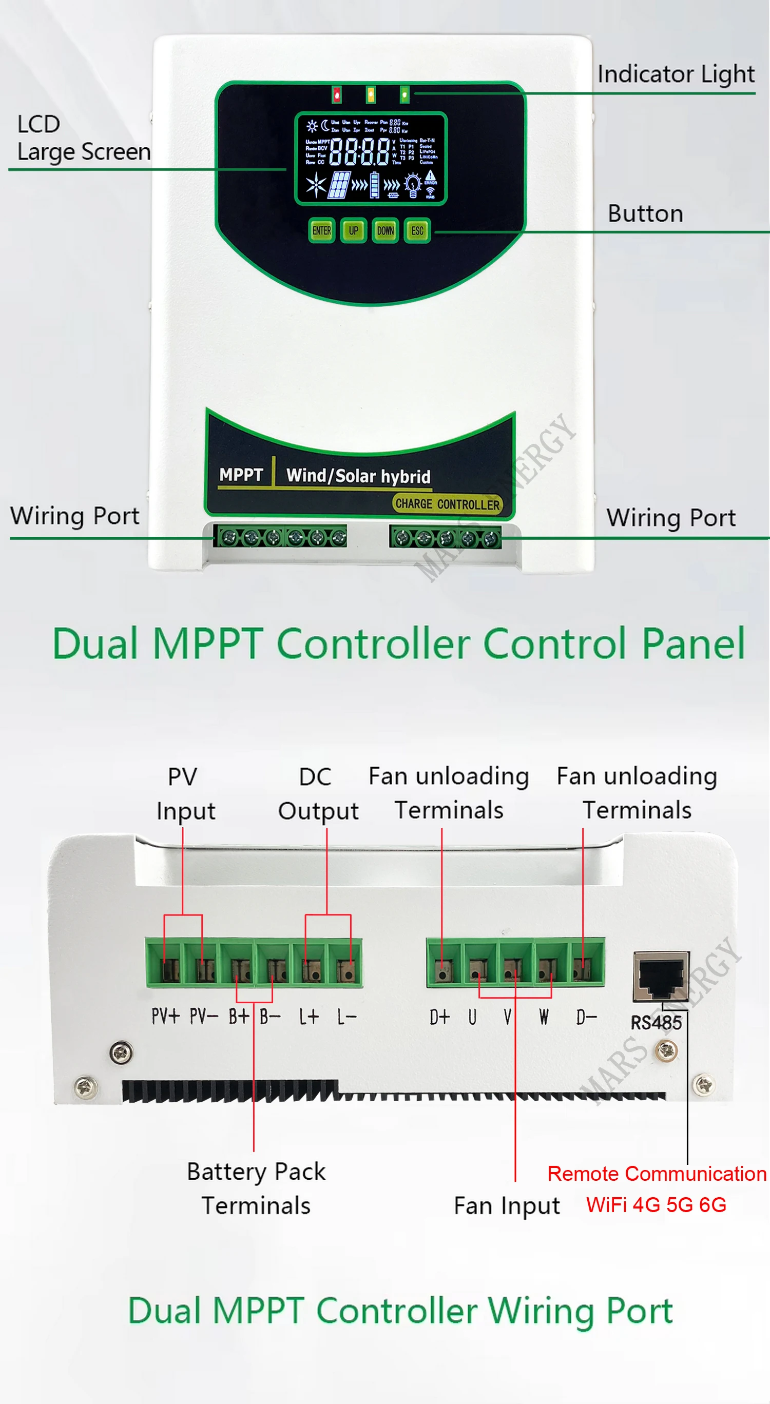 Turbin angin 5000w 6KW, Panel surya 3000W Sistem hibrida surya MPPT pengontrol pengisian daya dengan beban sampah 12V 24V 48V Regulator