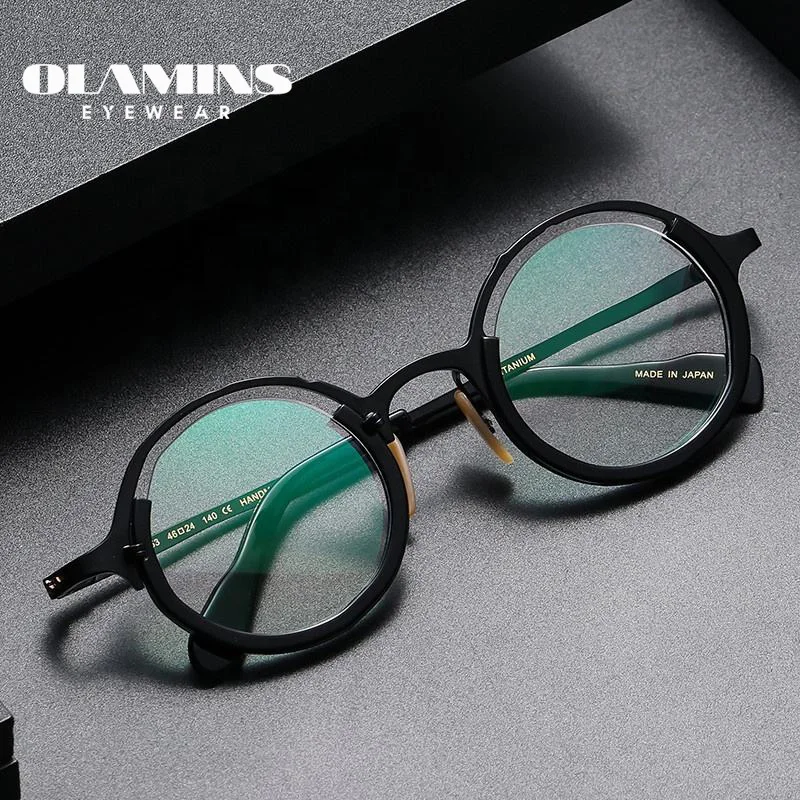 

OLAMINS​ Titanium Frame Stylish Personality Irregular Red Design Custom Frame Men's Mid-Frame Glasses MN-0053