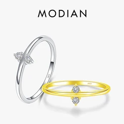 Modian 925 Sterling Silver Minimalism Clear CZ Finger Rings For Women Fashion Anniversary Wedding Statement Jewelry 2020 Bijoux