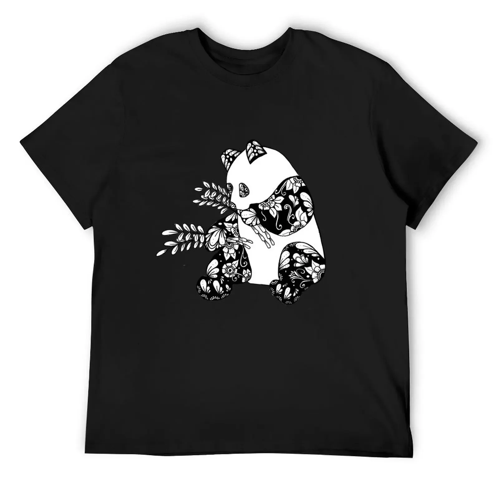 Zentangle Panda eating Bamboo (v2) T-Shirt quick drying plain t shirts for men pack