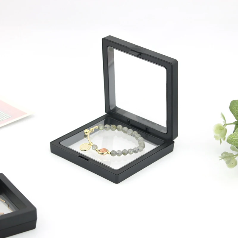 3D Floating Picture Frame Box Jewelry Display Stand Pendant Presentation Case Small Ornament Desktop Home Showcase