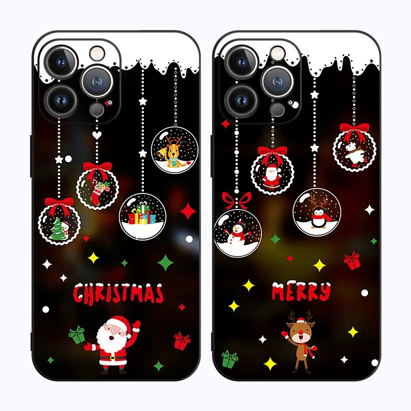 Merry Christmas Phone Case Silicone Soft for iphone 15 14 13 12 11 Pro Mini MAX PROMAX Protective Cover Decorations for Home New