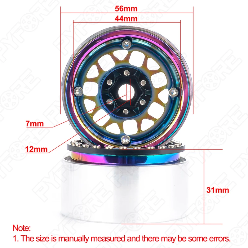 PYFORE 4 pezzi mozzo ruota in metallo da 1,9 pollici 56 mm accoppiatore 12 mm per mozzo ruota modello telecomando RC Y10