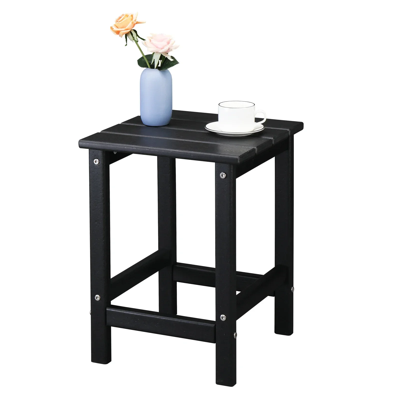 Single Layer Square HDPE Side Table Black 36x36x47 Cm Home Furniture Living Room Coffee Tables