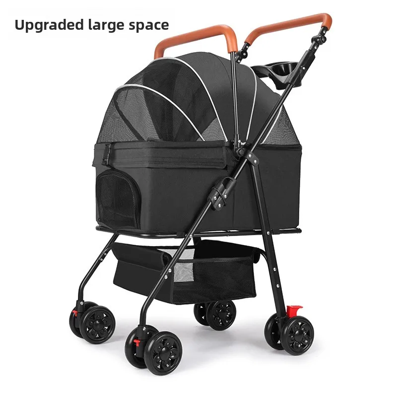 Pet Stroller Cat Dog Small Lightweight Foldable Outdoor Detachable Pet Trolley Pet Trolley Cat and Dog Travel Handcart