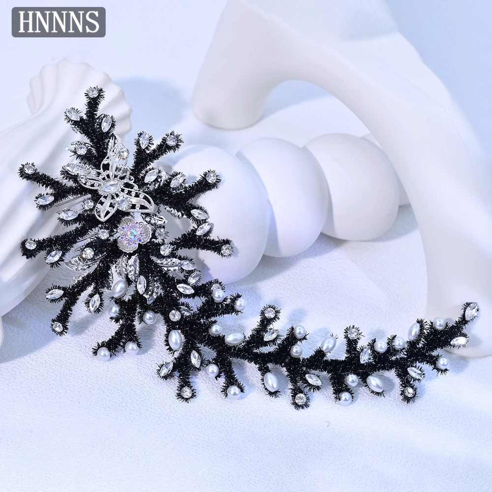 

HNNNS Elegant Flower Hair Comb Glittering Rhinestone Headpiece Exquisite Butterfly Headdress Bride Wedding Hair Accessories A379
