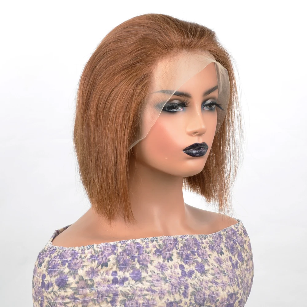 

#30 Color 13x4 Straight Lace Frontal Bob Wig Pre Plucked Human Hair Wigs Brazilian Remy Short Bob Wig 10inches For Women