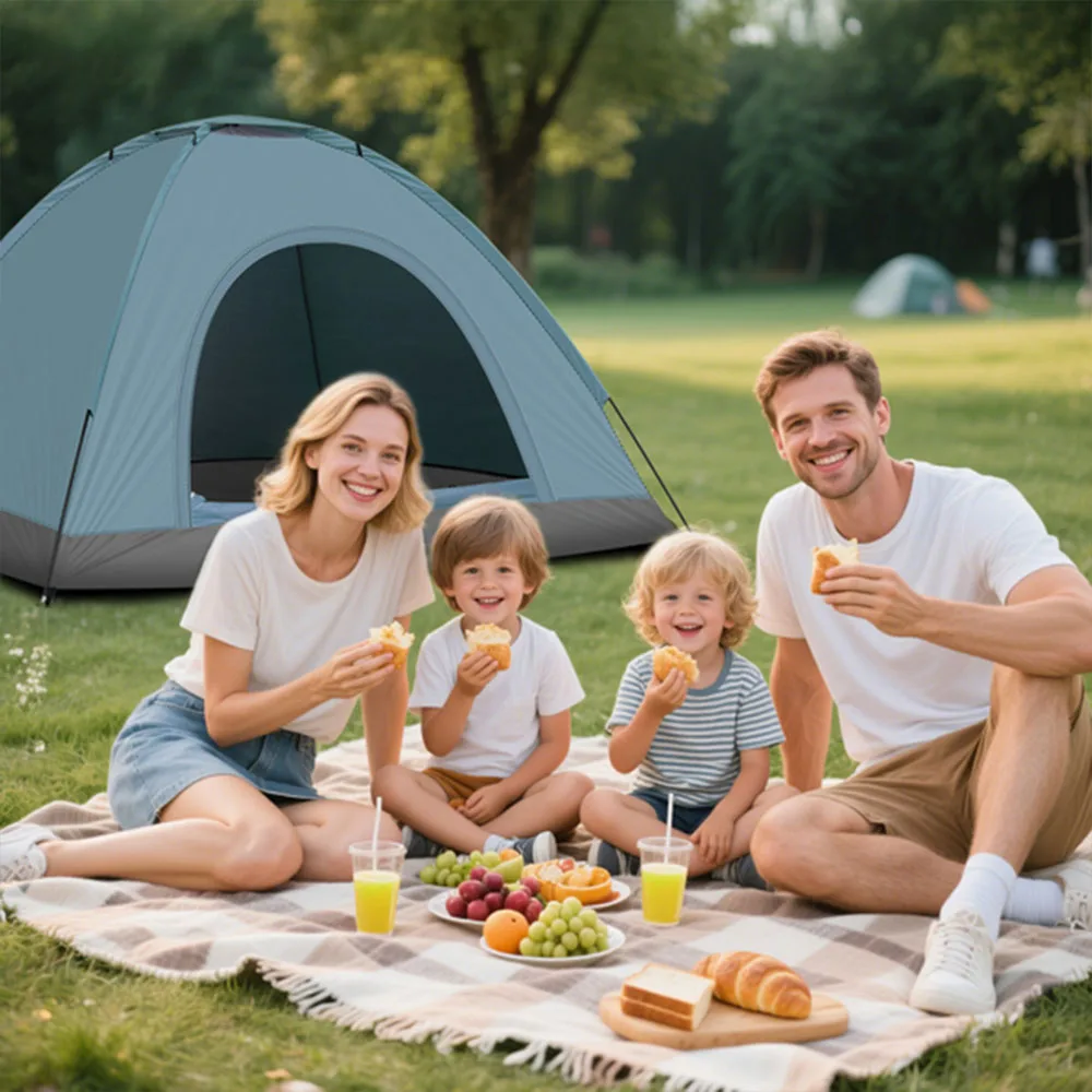 3/4 شخص خيمة التخييم خفيفة طبقة واحدة المحمولة خيمة للتنزه المطر والشمس حماية خيمة للتنزه في الهواء الطلق شاطئ فيشي