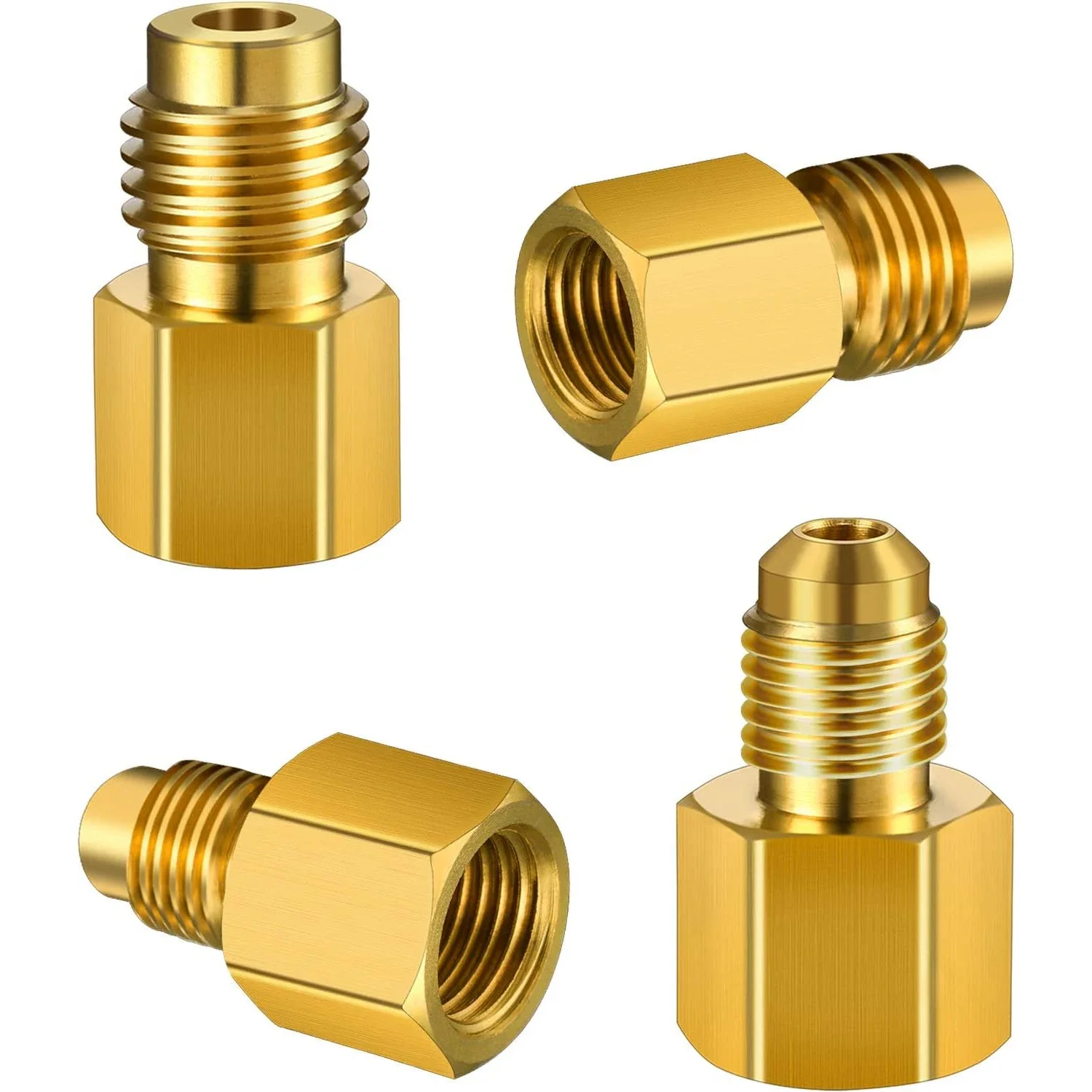 2PCS R134A Brass Refrigerant Tank Adapter to R12 Fitting Adapter 1/2" Female x 1/4" Flare Male Adaptor Valve Core Adapter