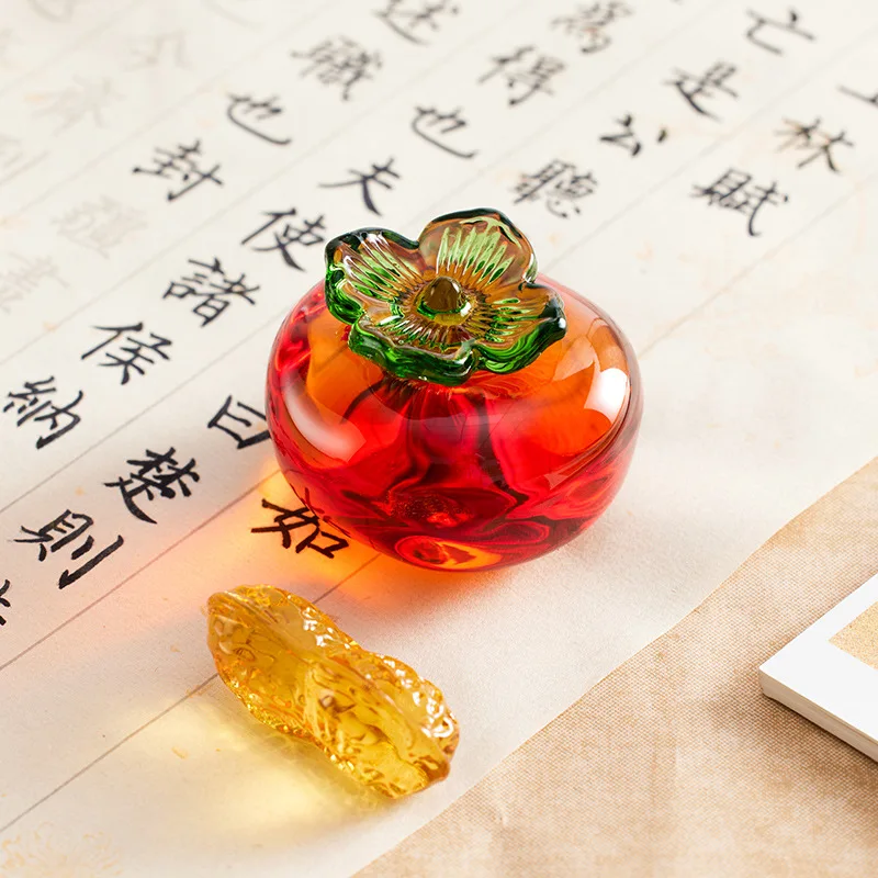 Paperweight Persimmon Glazed Ruler Paperweight Ruler Pen Brush Calligraphy Special for Beginners and Students