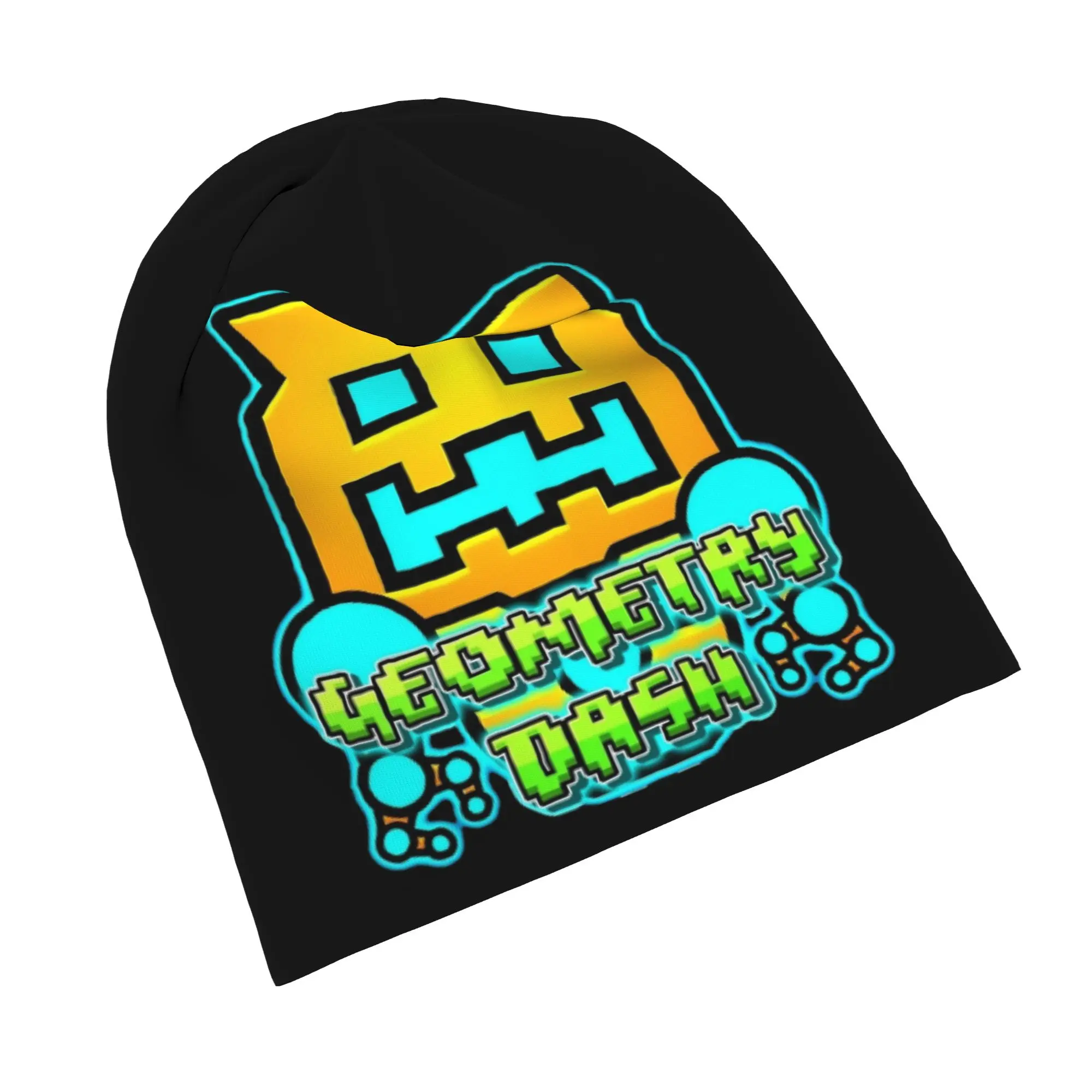 Video Game Geometric Dash Cap Geometry Dash Hip Hop Autumn Winter Outdoor Skullies Beanies Hat Spring Warm Dual-use Bonnet Hats