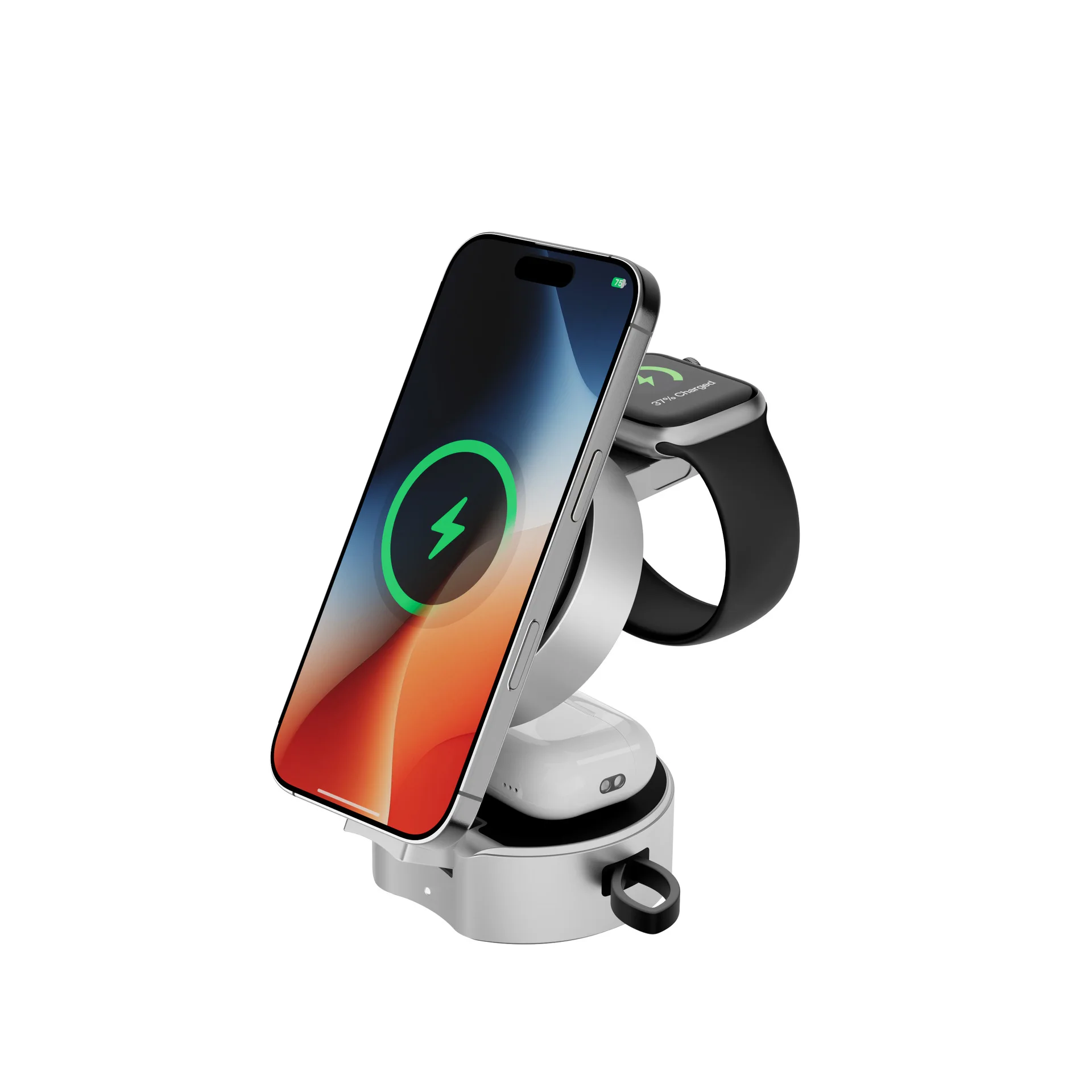 3in1磁気qiワイヤレス充電器デスクトップ急速充電ステーション（iphone-15、16、17、samsung、huawei、iwatch、イヤホン対応）