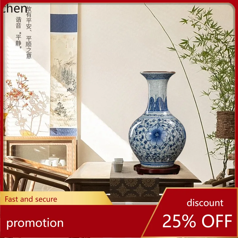 

HXL Hand-painted Blue and White Ceramic Vase Home Decor Ornament