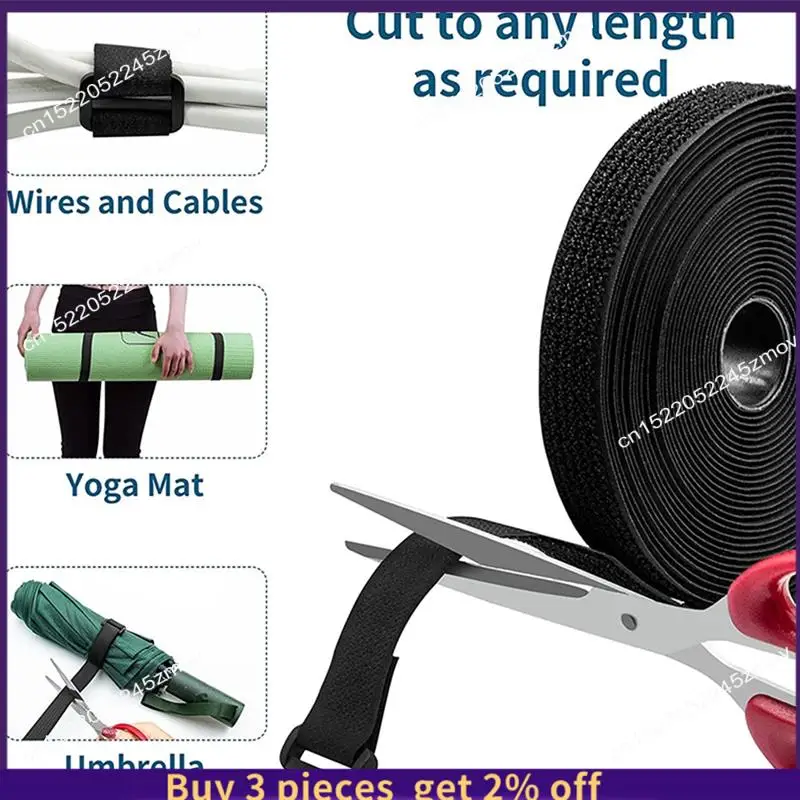 COME 5 Meters Adjustable Fastening Hook And Loop Straps Set Kit With 25 Buckles Free Cut Length Cord Straps Set