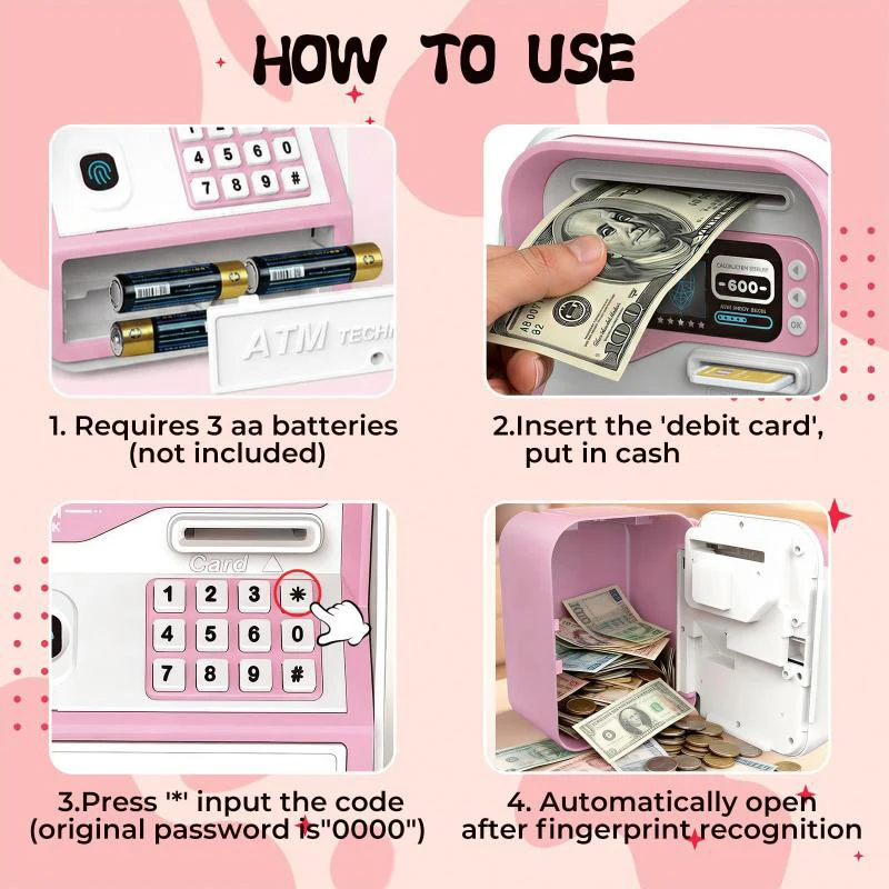 Kids ATM Electronic Saving Bank Automatic Deposit Teller Machine Toy Password Swipe Card Music Coin Creative Saving Box Toy
