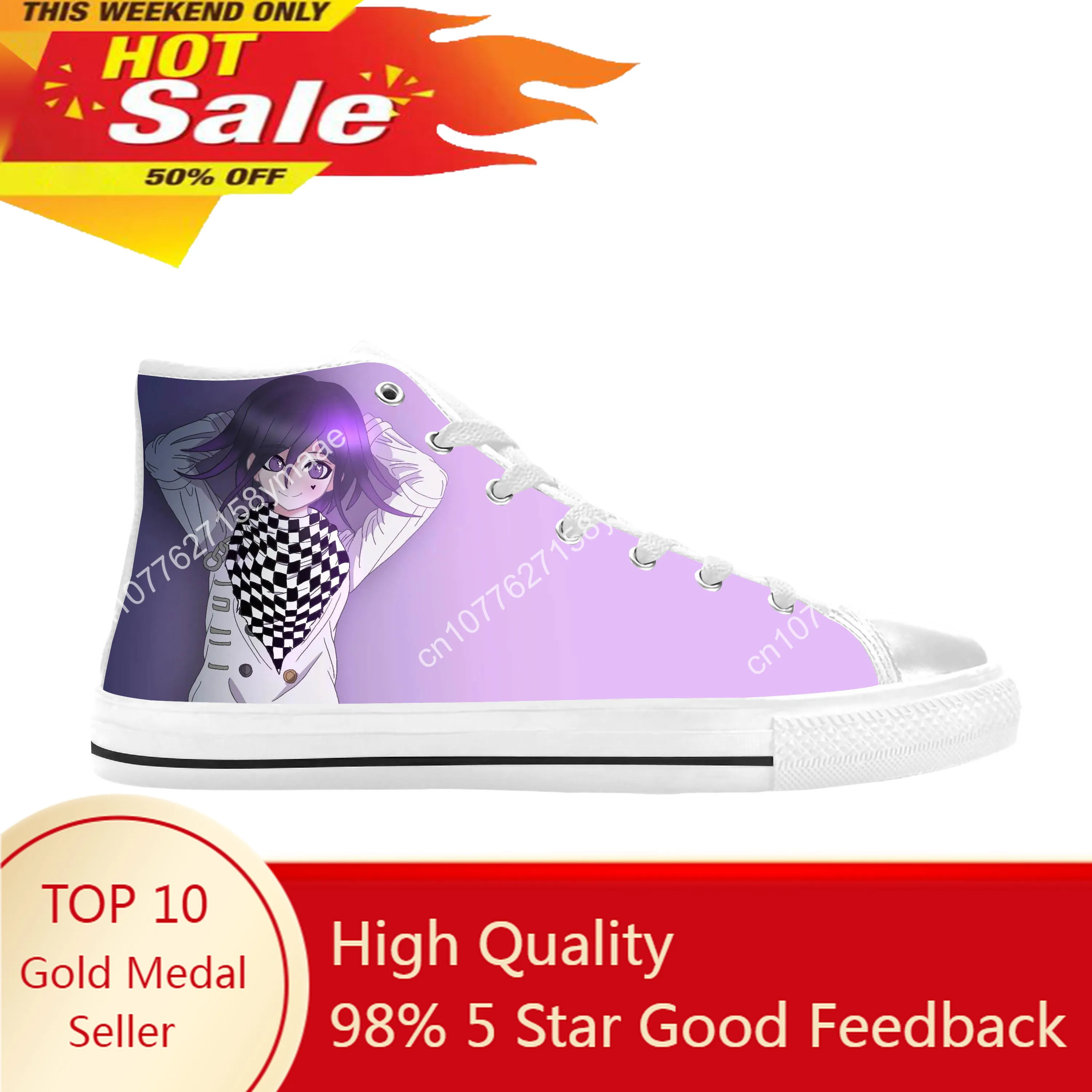 

Anime Cartoon Game Danganronpa Kokichi Oma Ouma Casual Cloth Shoes High Top Comfortable Breathable 3D Print Men Women Sneakers