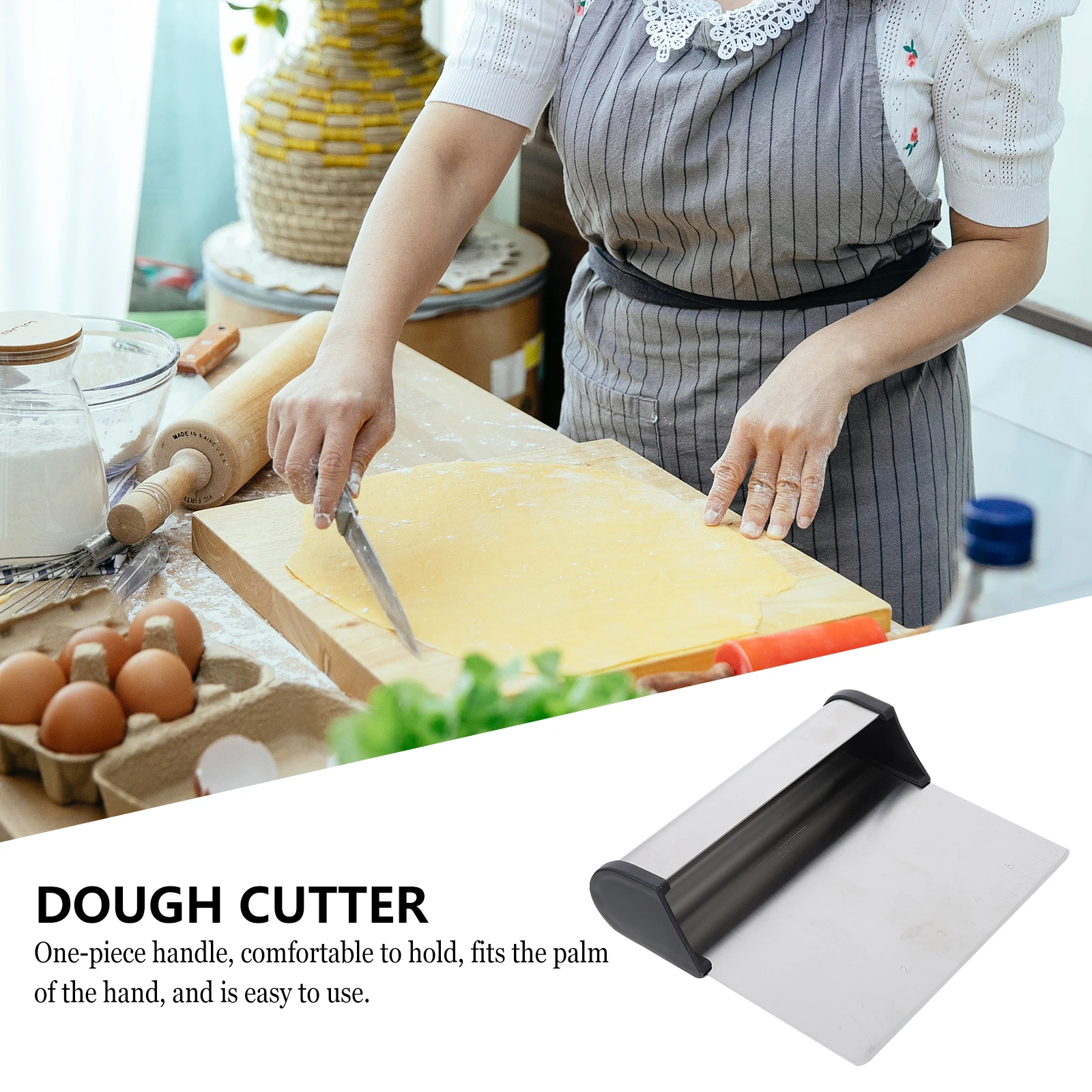 

1pc Stainless Steel Flour Noodle Dough Chopper Scale Kitchen Utensil Thick Comfort Handle Heat Resistant Multi