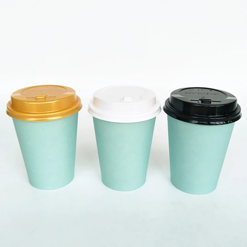 

10pcs/Pack Tiffany Paper Cups With Lid Disposable Coffee Cup Milk Tea Cup Household Office Drinking Accessories Party Supplies