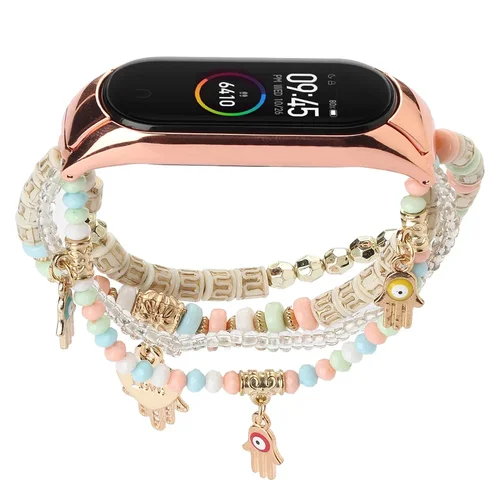 Imagen 2 del producto Pulsera de repuesto elástica para mujer para Xiaomi Mi Band 10 9 8 correa de joyería Mi band 7 6 pulsera para Xiaomi Mi Band 5 4 cinturón