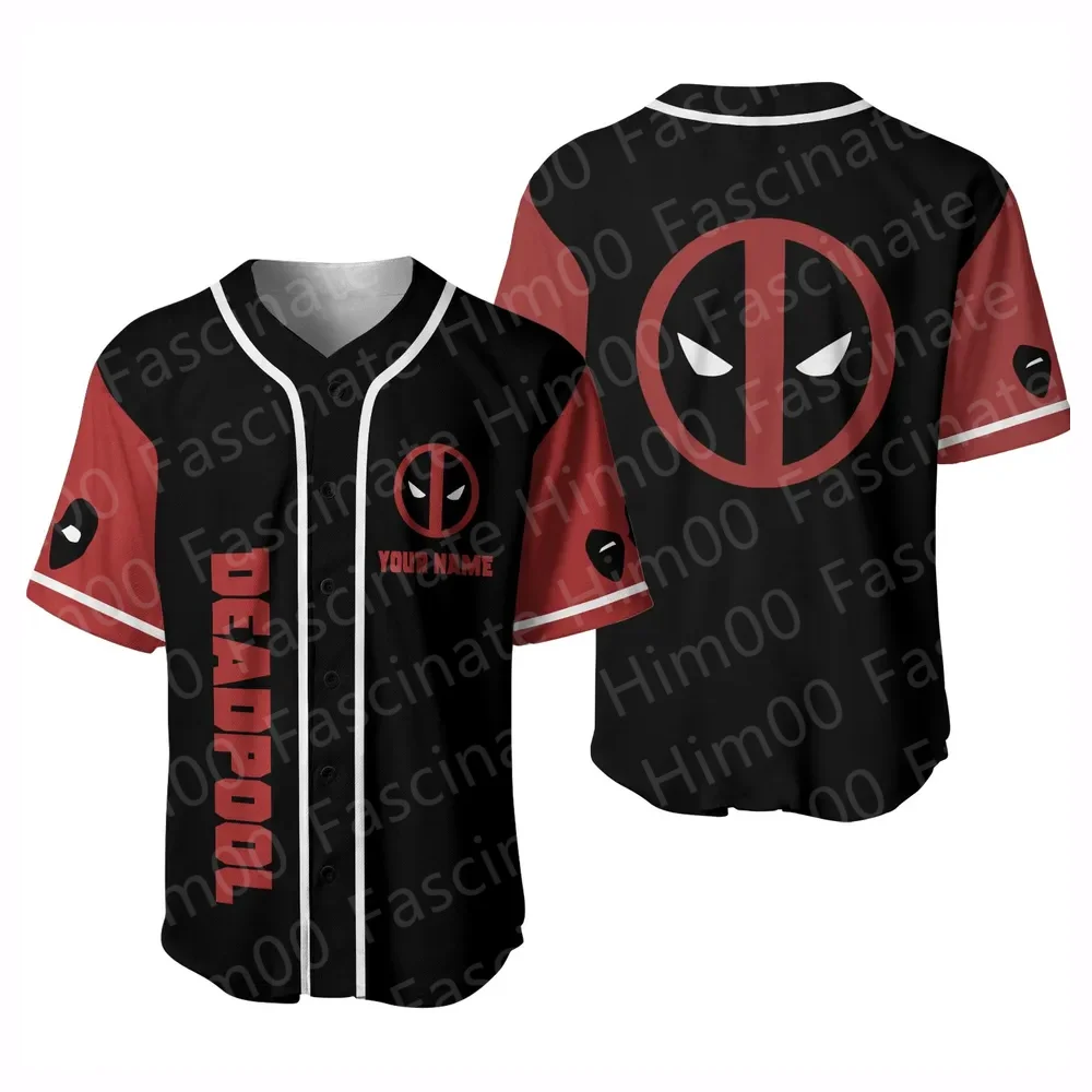 2024 New Deadpool and Wolverine Baseball Uniform Tshirt Children Summer Marvel Theme Party T shirt Boy Role Playing Clothing