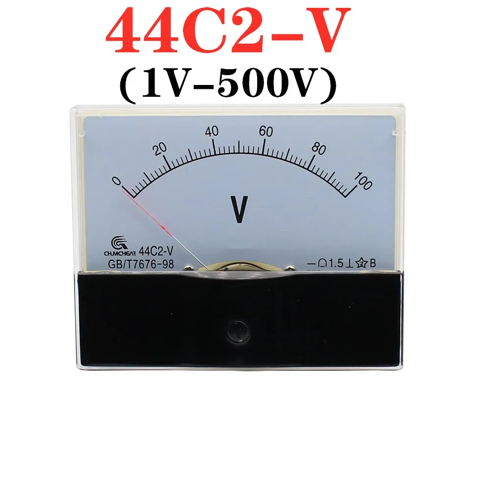 

44C2-V DC Voltmeter 5V 10V 15V 20V 30V 50V 100V 150V 200V 250V 300V 450V 500V Pointer Meter Installation Tester 80 * 100mm