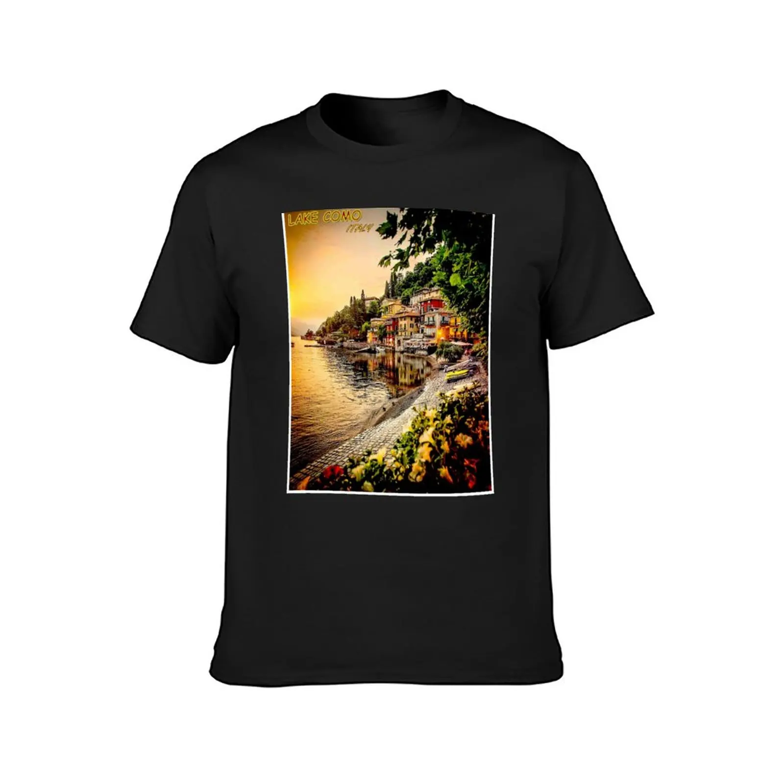 LAKE COMO ITALY: Vintage Travel Advertising Print T-Shirt animal prinfor boys sublime clothes for men