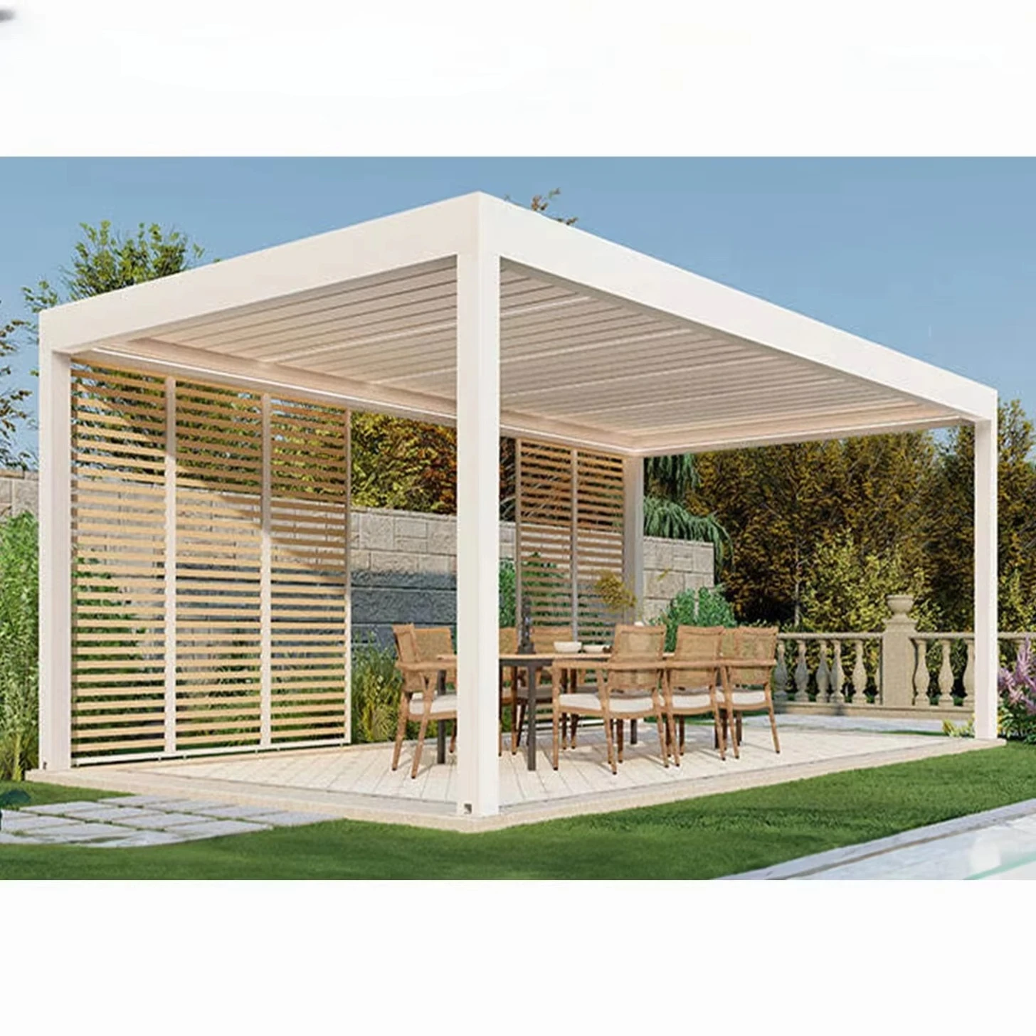 gh-Quality Outdoor Remote Control Louvered Roof Gazebo Used Arches Arbours Pergolas Aluminium Kits Retractable For Sale Pergola