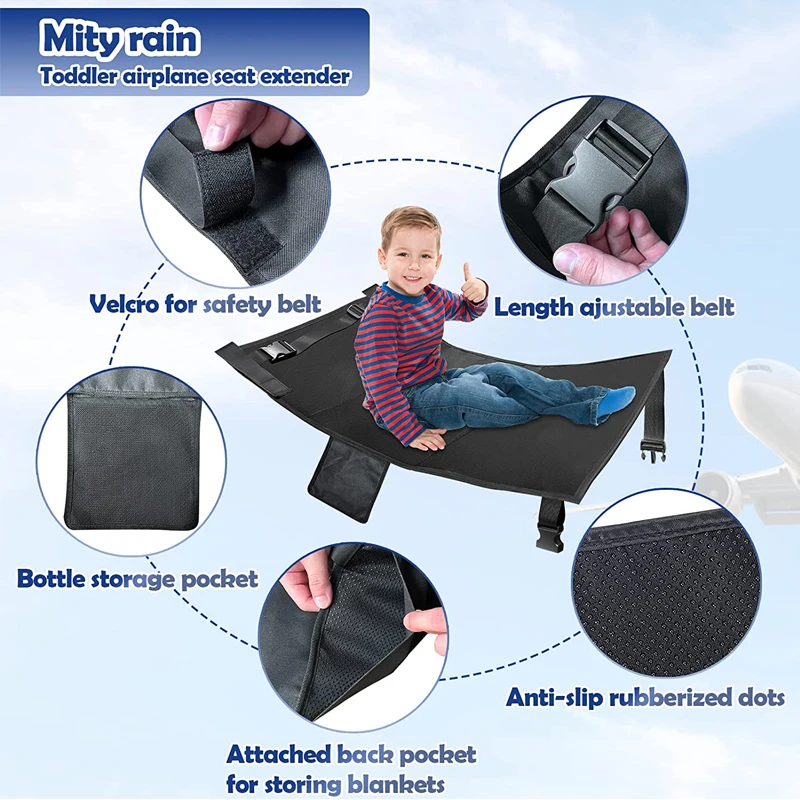 Cama de avión de viaje para niños, pedales portátiles para bebés, reposapiés, hamaca para vuelos, extensor de asiento, accesorio de viaje para bebés