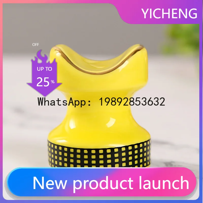 

Керамическая подставка для сигар LYY, портативная мини-пепельница, креативный дизайн, золотистое покрытие, двухцветная подставка для сигар.