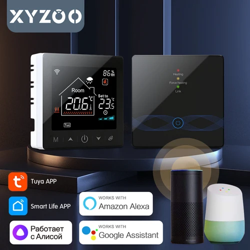 Imagen 1 del producto Termostato inalámbrico WiFi Tuya para caldera de Gas RF433, calefacción de suelo, controlador y receptor de temperatura inteligente para el hogar, Alexa y Google Alice