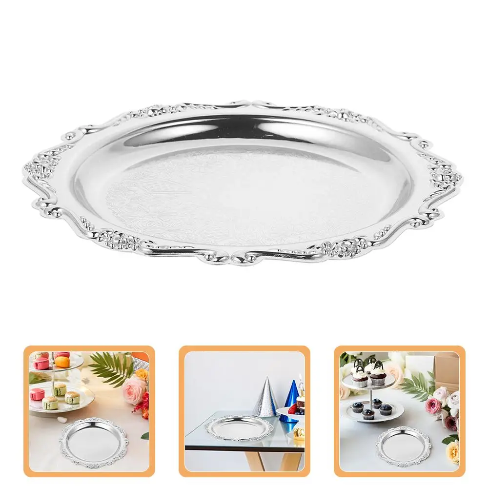 2 Pcs Snack Plate Vintage Decorative Serving Platter Jewelry Dish Ring Holder Chips Dip Dinner Iron Easy Clean