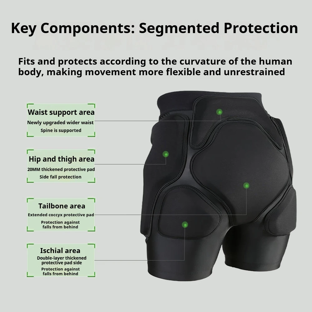Professional Snowboard Ski Impact Shorts for Adults Men Women - Padded Protective Underwear Pants with Hip Tailbone Cushion