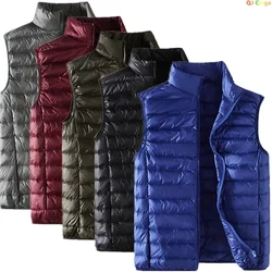 2026 Nueva chaqueta sin mangas ligera/delgada con cuello levantado azul para hombre, rojo, negro, gris, verde disponible, abrigos de chaleco de talla asiática
