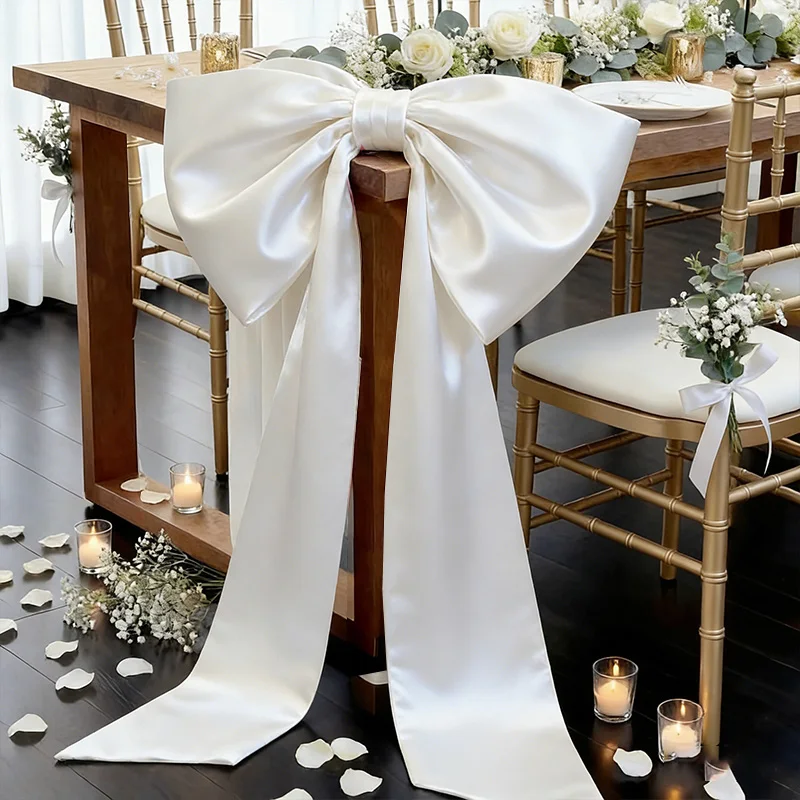 

1pc Oversized Satin Polyester Bowknot White Pink Large Pre-Tied Bow DIY Wedding Birthday Party Window Display Decoration
