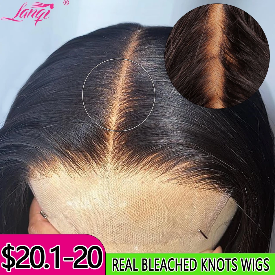 Human Hair Lace Frontal Wig Real Bleached Small Knots Human Hair Wigs Brazilian Remy Straight 13X4 Transparent Lace Front Wigs