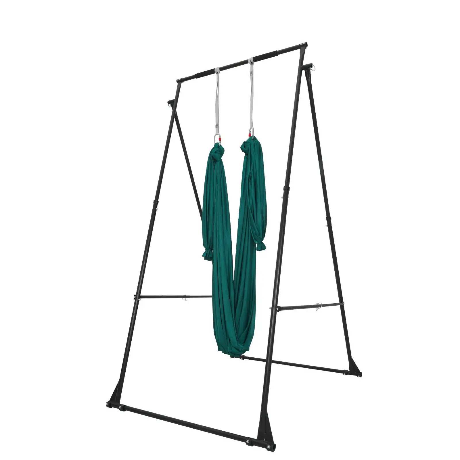 Yoga Stand Frame 440.9 lbs Capacity Aerial Silk Swing Stand with Triangular Structure EVA Foam and 6.6 Yard Hammock 4 Level Horizontal and 6 Level Vertical Adjustment Pull Up Stand