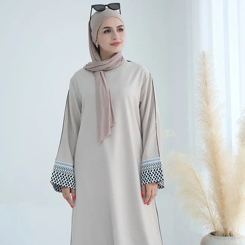 2024 Ramadan Keffiyeh Abaya Robe Kimono Palestinian Muslim Abayas Women Dubai Islam Bat Sleeve Long Dress Contrast Smock Kaftan